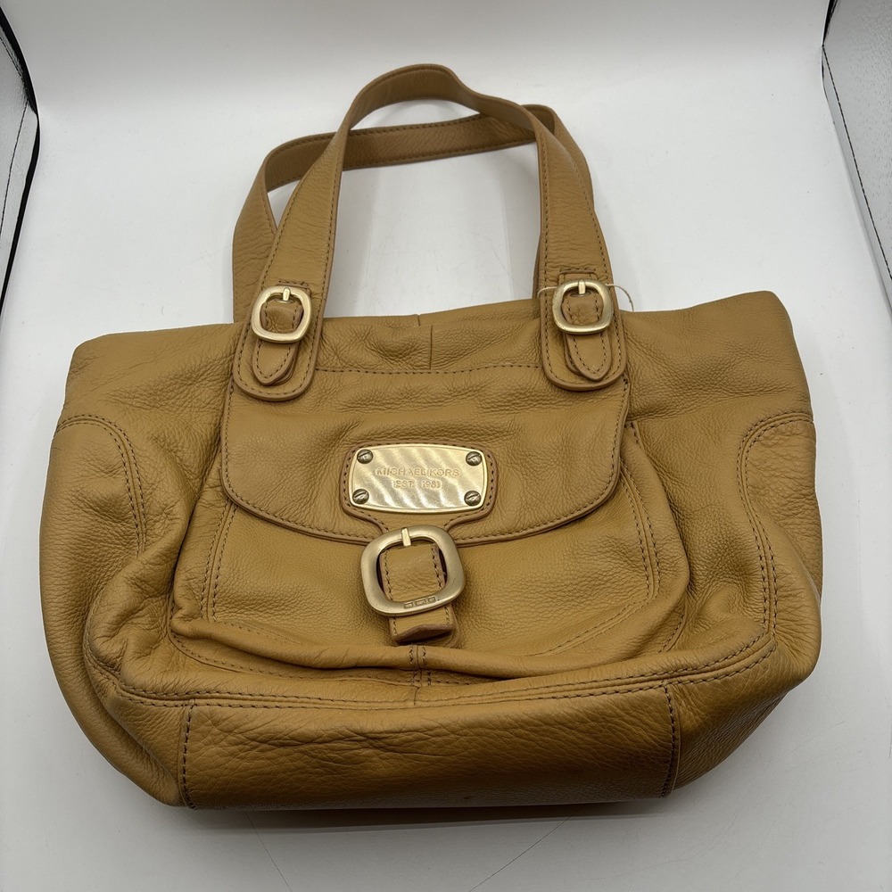 Michael Kors Hudson Downtown Leather Tote Large Shoulder Bag Light Brown Purse - Picture 1 of 16